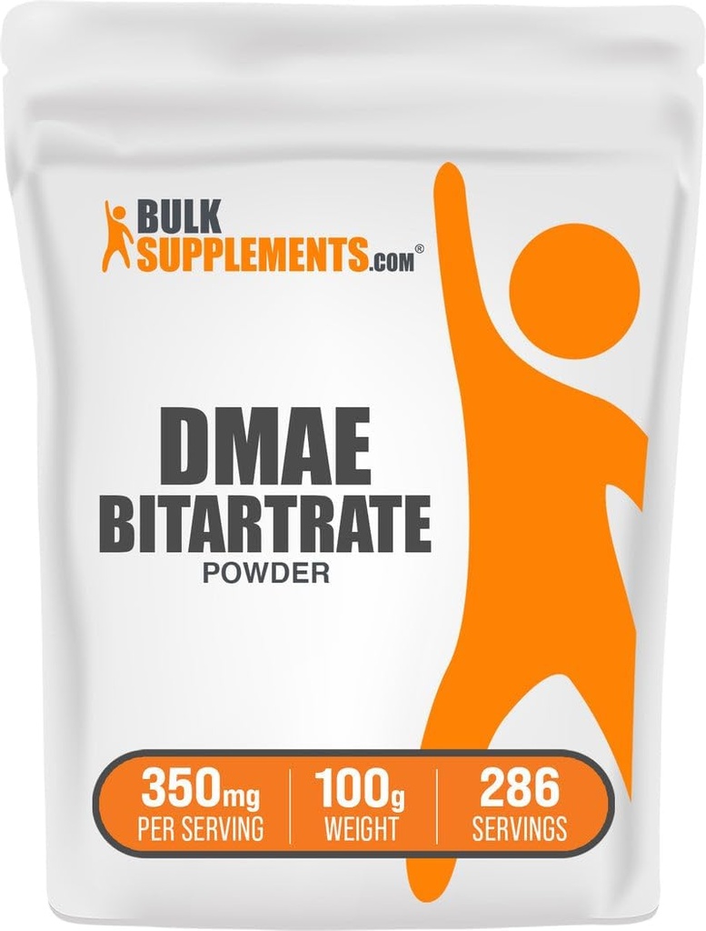 BulkSupplements.com DMAE Bitartrate Powder - Dimethylaminoethanol Bitartrat, DMAE Supplement - Unflavored & Gluten Free, 350mg per servering, 100g (3,5 oz) (pakning med 1)