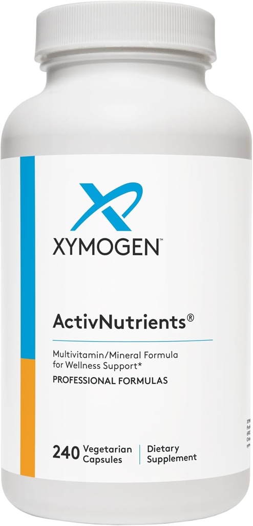 XYMOGEN ActivNutrients with Iron and Copper - Multivitamin Multimineral for Wellness, Immunation, Energy and Mood Support - Chelated Minerals + Active B Vitamin with Folate (240 kapsler)