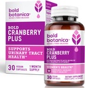 Bold Cranberry Plus – 36 mg PACs – 100% Soluble PAC– Urinary Tract UTI Support- Cranberry Pills for Women & Men- with Non-GMO Vitamin C – 30 Vegan Capsules