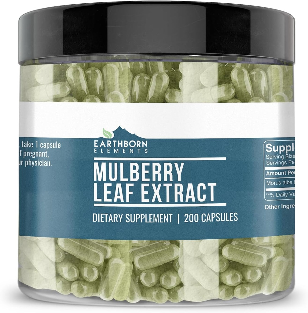 Earthborn Elements White Mulberry Leaf Extract 200 Kapsler, Pure & Ufortyndet, Ingen tilsætningsstoffer