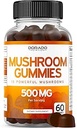 Mushroom Gummies 10 i 1 Blend (60 Gummies med Lions Mane, Cordyceps, Reishi & Mere Funktionelle Mushrooms) Fokus & Brain Gummies Mushroom Supplement - Vegan Safe & Tredje Party Testet - USA Made