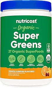 Nutricost Organic Super Green Powder (30 Servere) Orange Sunrise Flavor - Superfood supplement drik mix