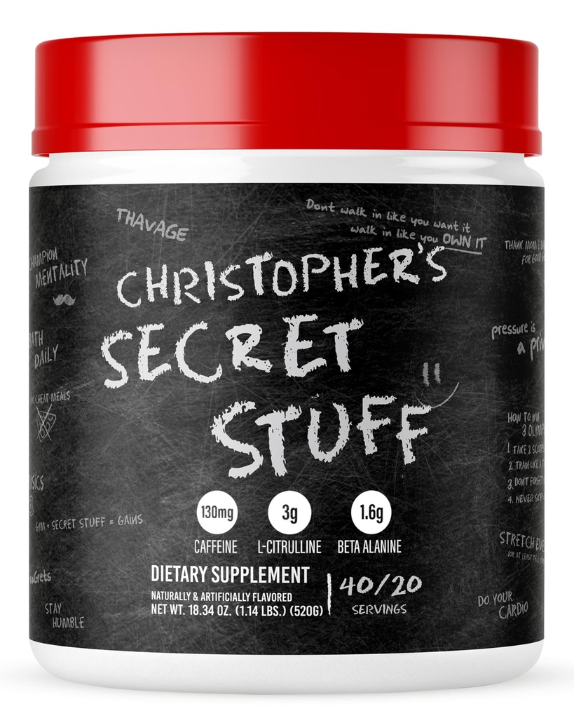 RAW Christopher 's Secret Stuff Pre Workout Powder, Thavage (Taste Like Winning) - Chris Bumstead CBUM Preworkout supplement til mænd og kvinder - working out, Hydration & Energy - 40 Tjenester