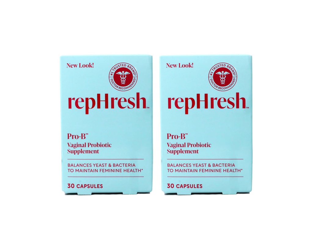 Opfrisket pro- B probiotisk femininintilskud, 30- greve kapsler (pakning med 2)