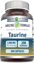 Amazing Formulas Taurine 1000 Mg per Serving 200 Capsules Amino Acid Supplement- 124; Non- Gluten Free
