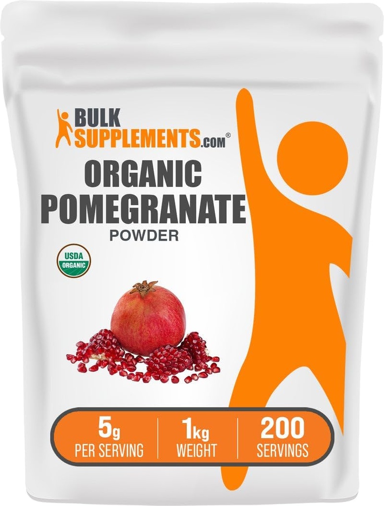 BulkSupplements.com Organic Pomegranate Powder - Pomegranate Supplement for immunforsvar, Herbal Supplement - Gluten Free, 5g per Serving, 1kg (2,2 lbs) (Pack of 1)