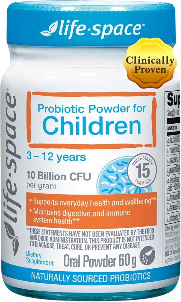 Life- Space Probiotic for Children 3- 12 År, 10 Millioner CFU & Multi Strain, Forbedre Appetit for Relieve Picky, Boost fordøjelsessygdomme & immunforsvar, Support Children 's Samlet Sundhed, 60 Bedste