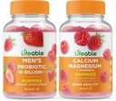 Levende mænds Probiotiske 10 Millioner + Calcium Magnesium, Gummies Bundle - Great Tasting, Vitamin Supplement, Gluten fri, GMO fri, Chewable Gummy