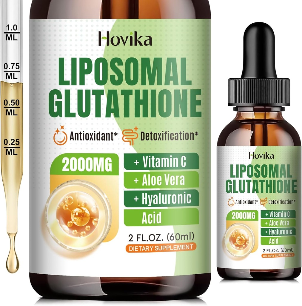 Liposomal Glutathion Supplement 2000mg, Flydende Glutathion dråber med C-vitamin, Master Antioxidanter til immunsystem, Aging Defense, Skin Headth, Lever Detox - Superior Absorption, Vegan 2 Fl Oz