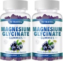 Magnesium Glycinate Gummies 1000mg med Magnesium L- Threonat, Chelated Magnesium Kalium Complex tillæg med VitD, B6, CoQ10, Calcium, Understøtninger til hukommelse, rolig, Mood - 180 Gummies Blåbær