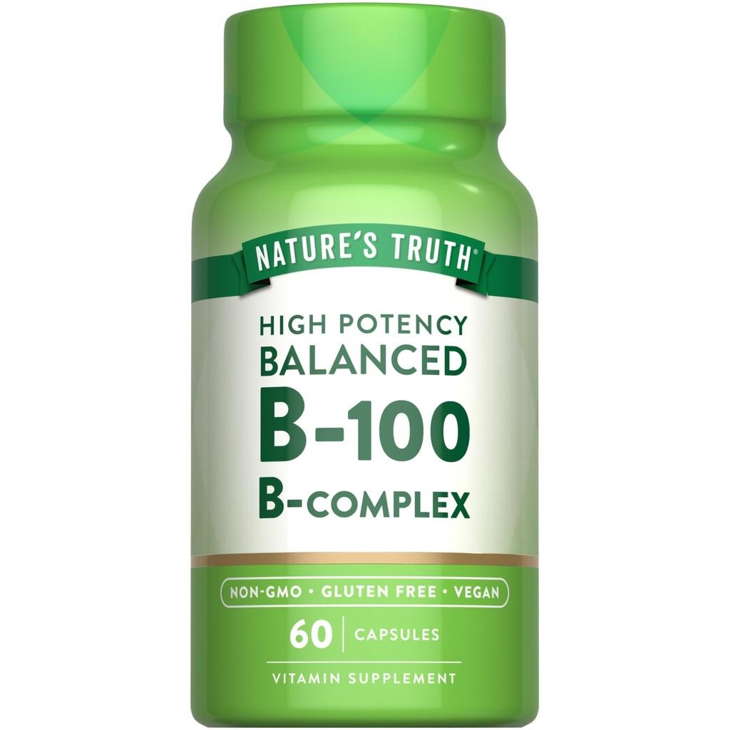 Nature 's Truth Vitamin B Complex 124; 60 Kapsler er 124; Høj potens B- 100