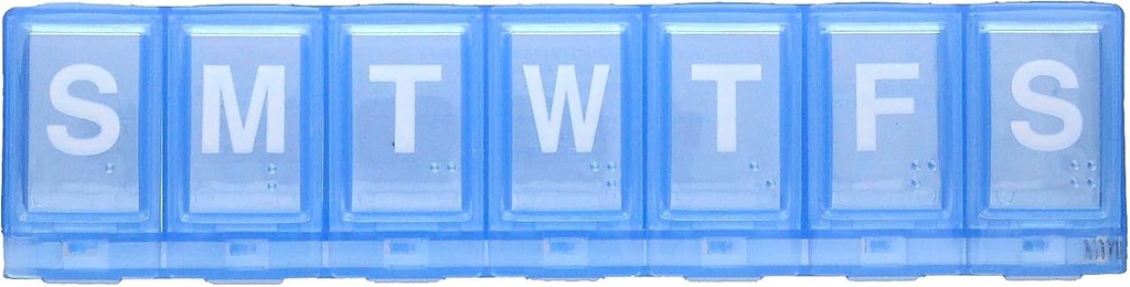 EZY DOSE Weekly (7-Day) Pill Planner, Medicine Case, Vitamin Organizer Box, Store låseafdelinger for at sikre receptpligtig medicin og forhindre utilsigtet spild, blå