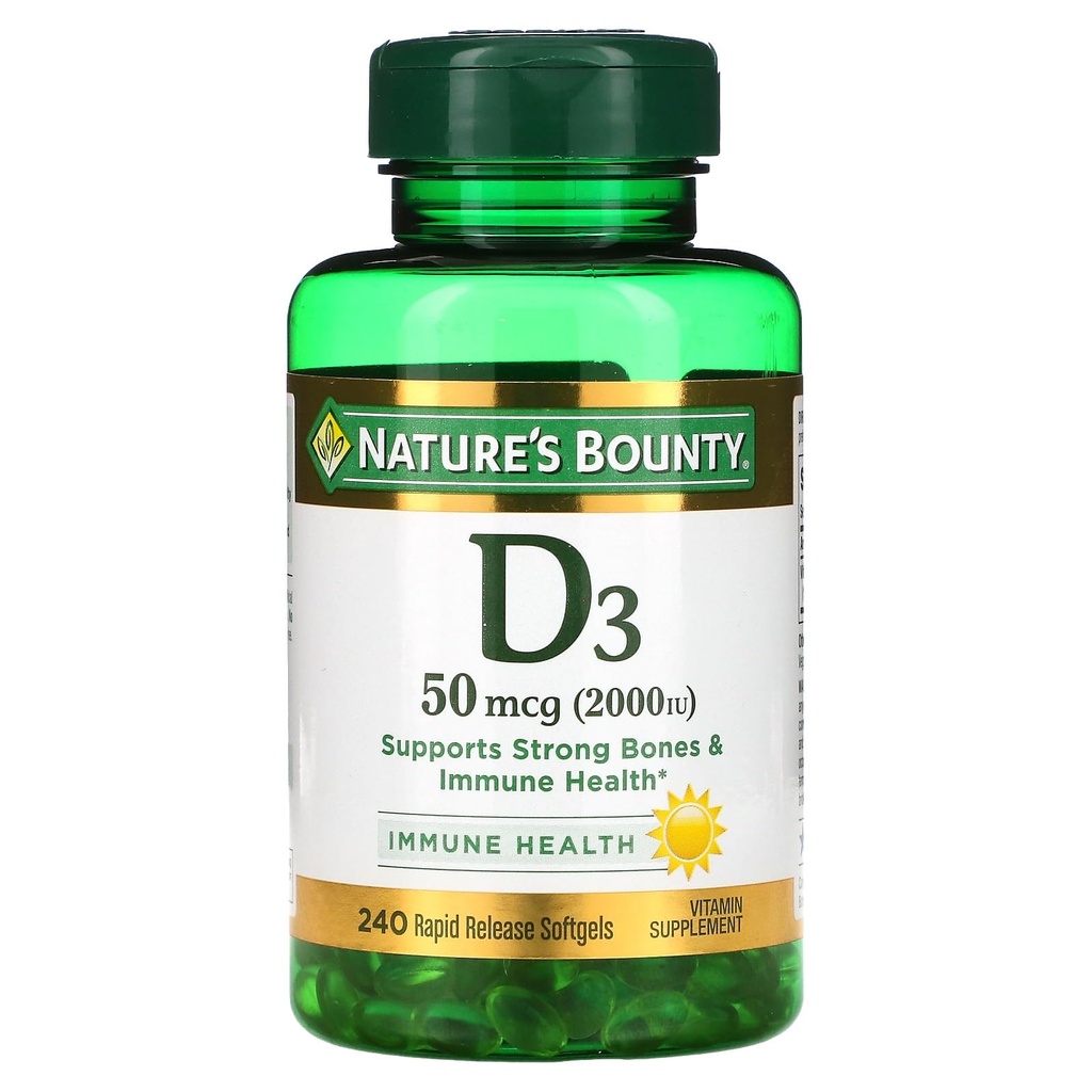 Nature 's Bounty D3- 2000 IE, 240 Softgels (Pack of 2)