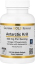 California Gold Nutrition Antarctic Krill Oil, Ultra-High Omega-3 med Astaxanthin, Natural Strawberry & Lemon Flavor, Non GMO, Gluten Free, 500 mg, 120 Fish Gelatine Softgels, 2 Pack