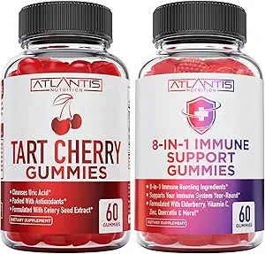 Atlantis Nutrition 60 Tart Cherry Gummies + 8 - in-1 Immunstøtte 60 Gummies