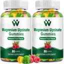 Magnesium Glycinate Gummies 400 - Magnesium supplement til søvn, stress og muskellindring Calm Magnesiumtykkere til voksne og børn med D-vitamin, B6 frugtsmag, Vegan, 2 pakker