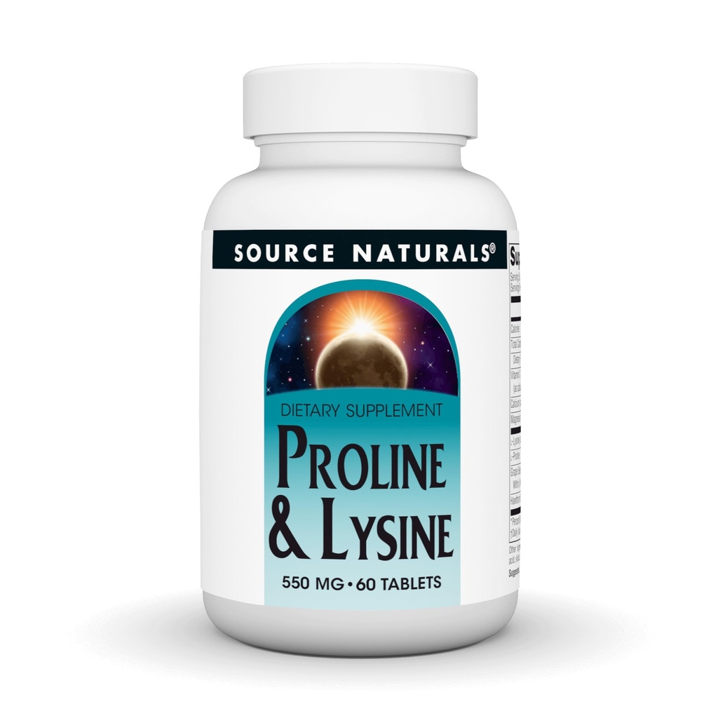 Source Naturals L- Proline & L- Lysin, 550mg - 60 tabletter