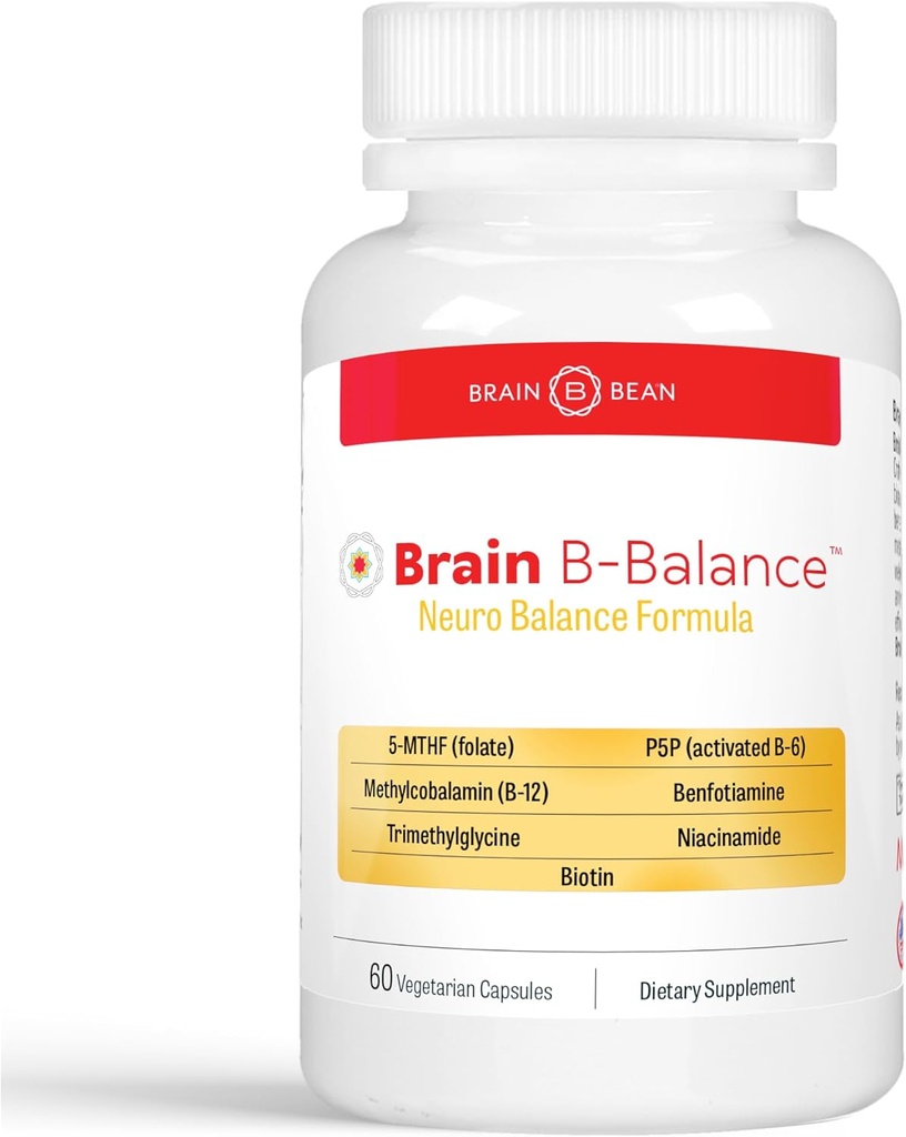 Brain B Balance: Metyleret Multivitamin - Metyleret B Complex Neurobalance Formel - Metylfolat Understøtter Mood. Mind. Hukommelse - 60 Veganske kapsler