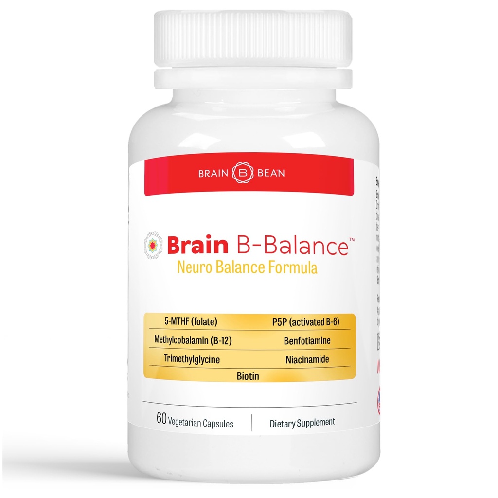 Brain B Balance: Metyleret Multivitamin - Metyleret B Complex Neurobalance Formel - Metylfolat Understøtter Mood. Mind. Hukommelse - 60 Veganske kapsler