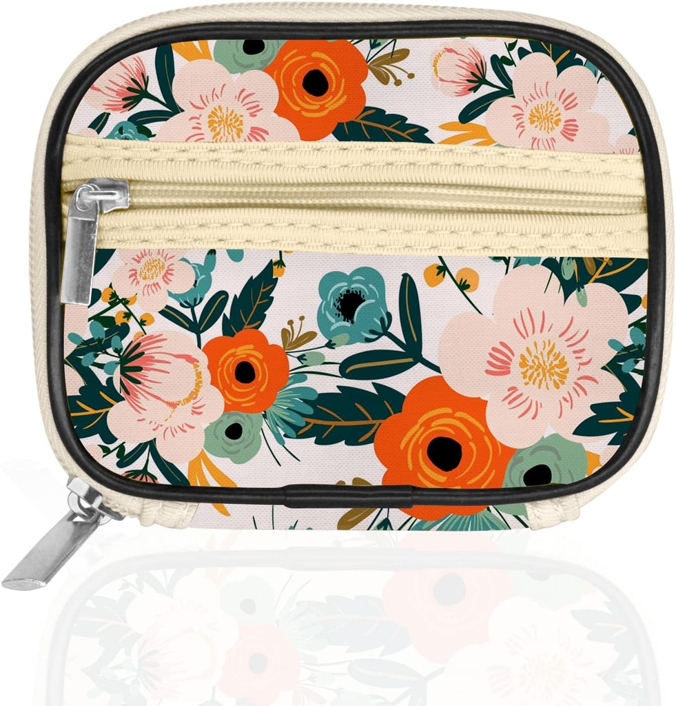 Serfeymi Ugentlig rejse Pill Organizer sag for Purse med Aftagelig 7 Day Pill Box, Fashificent Pill Container til medicin, Vitamin, Supplement - Bloom 01