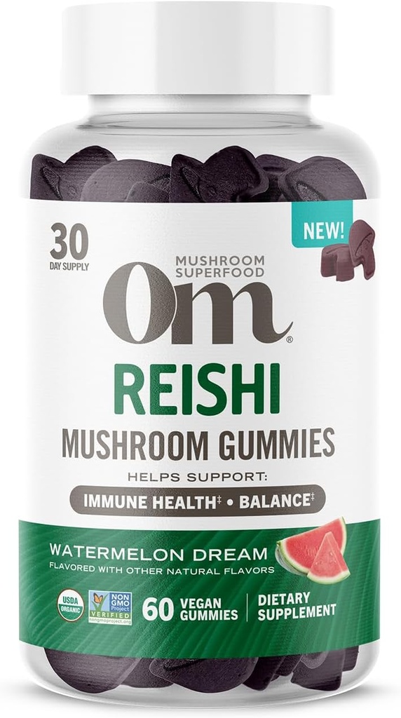 Om Mushroom Superfood Reishi Gummies, USA Grown Organic Mushrooms, Understøtter immunsundhed, Balance, & Stress, 60 Greve, 30 Servering Mumier Kosttilskud