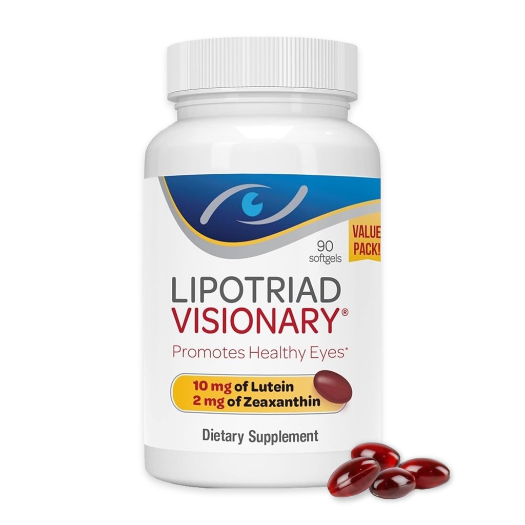 Lipotriad Visionary Eye Vitamin - 90 kapsler - Lutein og Zeaxanthin Kosttilskud med andre AREDS2 Ingredienser til aldersrelateret Vision Support