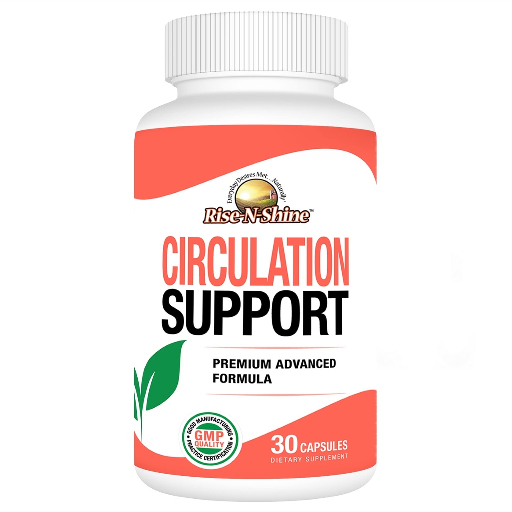 Rise- N- Shine Circulation Support med Hawthorn Extract, Ginger Root, L- Arginin & mere 30 Greve