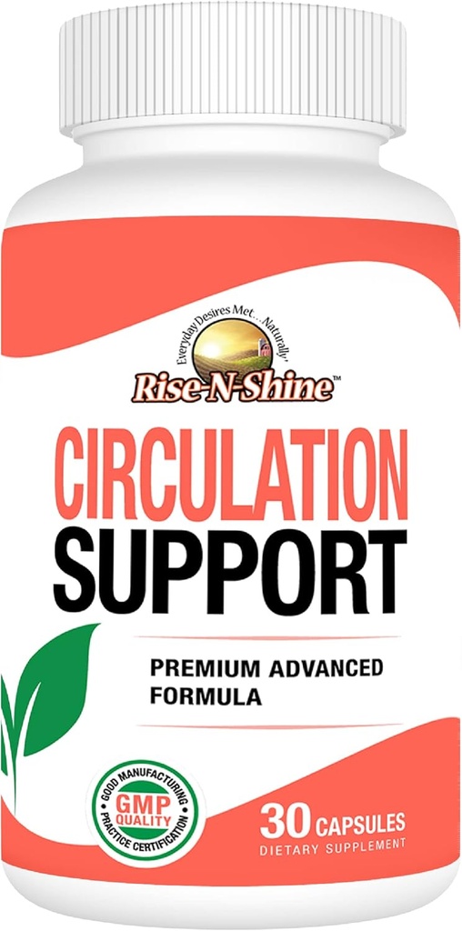 Rise- N- Shine Circulation Support med Hawthorn Extract, Ginger Root, L- Arginin & mere 30 Greve