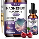 Magnesium Glycinate Liquid Drops 500mg, with Vitamin B6, Ashwagandha, L - Theanin, Kamille, Magnesium Glycinate Supplement High Absorption for Sleep, Stress, Energy, Mood - Cherry Flavor