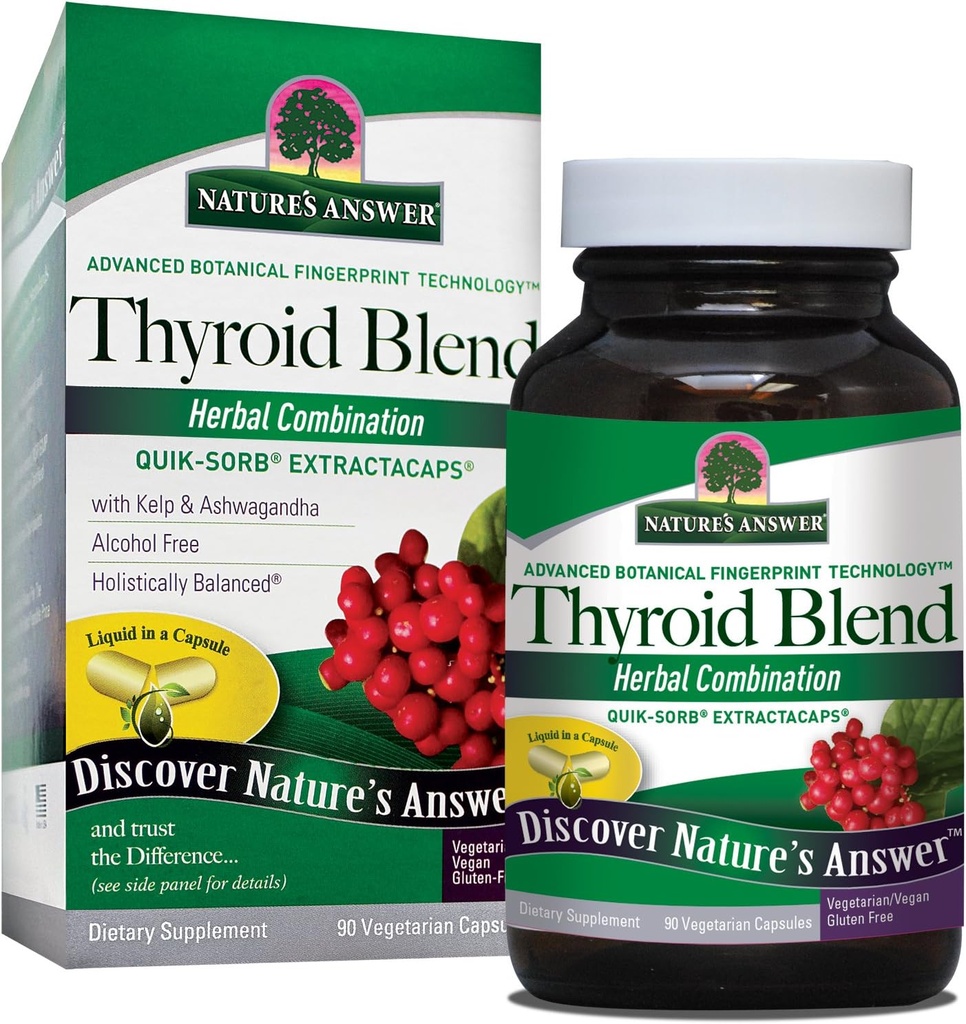Naturens svar Thyroid Complete Blend Vegetarian Capsules 90 Count 124; Understøtter Thyroid Note 124; Natural Energy Booster
