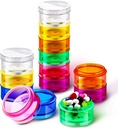 Sieral 7 Dage Stabile Pill Arrangører 7 Compartments Round Pill Boxes Tower Ugentlig Vitamin individuel opbevaring Containers Rejsesager med låg til medicin, vitaminer og kosttilskud (2 sæt)