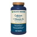 Nature 's Wonder Calcium 600 mg med vitamin D3 20 mcg for ben sundhed, 220 tabletter