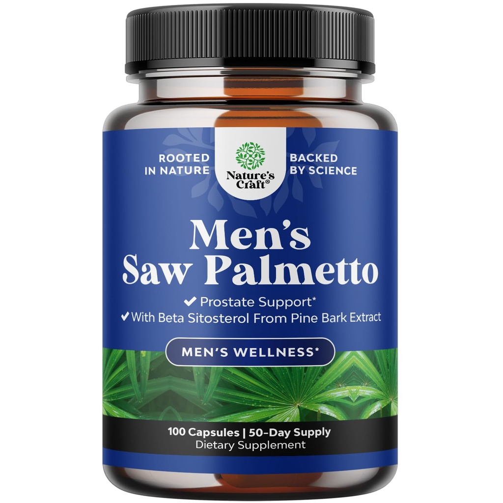 Nature Craft Saw Palmetto for mænd med Beta sitosterol - Saw Palmetto udtrække prostata sundhed supplement til mænd Bregen Control og Prostata støtte - Gendannelse hår supplement