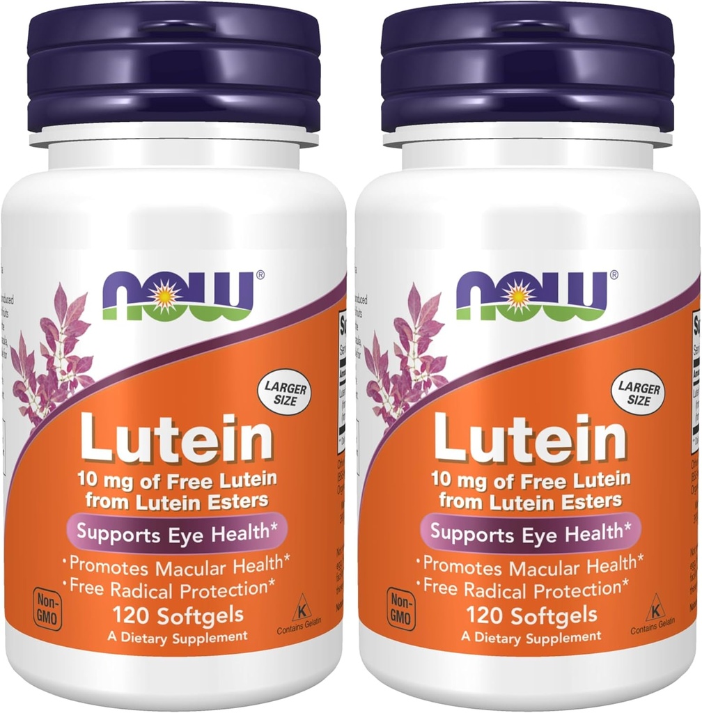 NOW Foods Lutein 10 mg Softgels, 120 (Pack of 2)