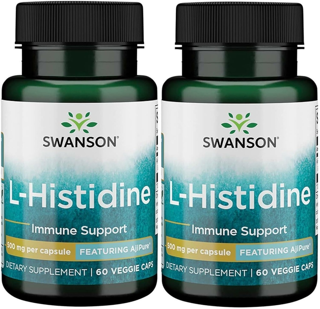 Swanson L- Histidin - Featuring Ajipure 500 mg 60 Veg Caps (2 Pack)