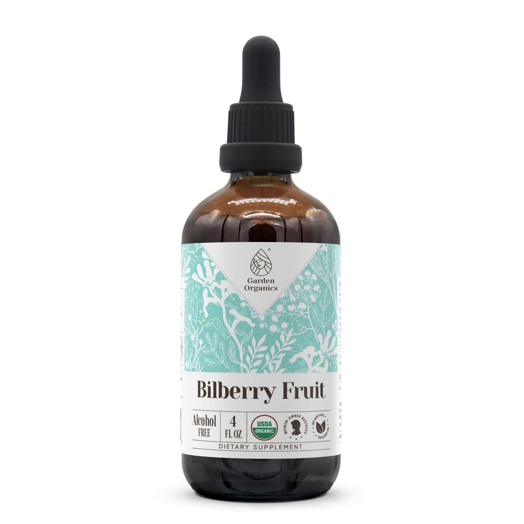 Bilberry Fruit USDA Organic Alcohol- Free Extract Note 124; Kosttilskud, højpotens Tinktur Note 124; Fremstillet af Bilberry (Vaccinium Myrtillus) Tørret frugt 4 oz