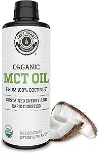 MCT Oil Organic - C10 C8 MCT Olie til vedvarende mental energi & Focus support - MCT Oil Organic For Coffee, Smoothies, & Mere - Palm Free Vegan Keto & Paleo Friendly 16 Fl Oz - Non- GMO - Aceite De Coco
