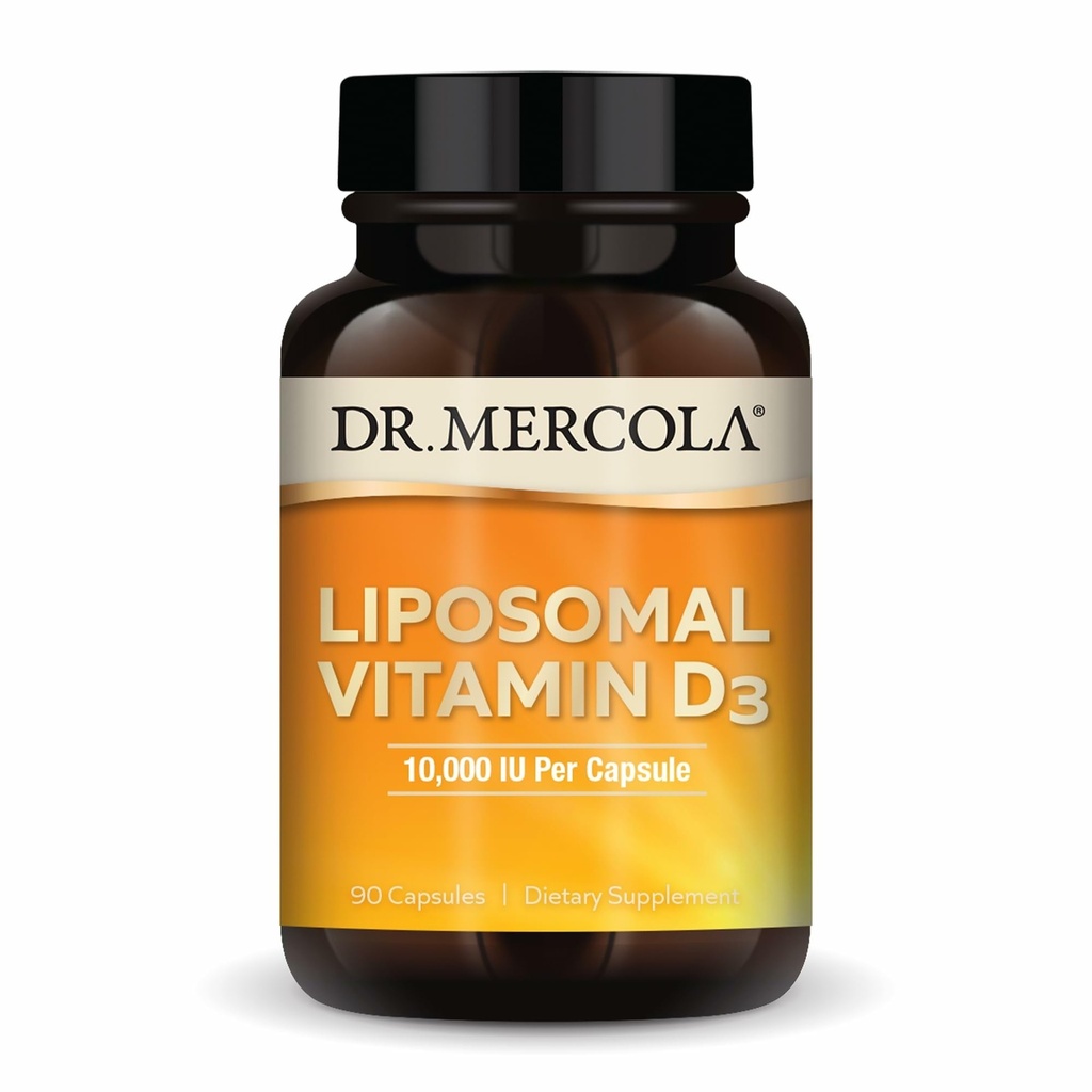 Dr. Mercola Liposomal Vitamin D3 - understøtter hjerte, ben og immunforsvar - 10.000 IE per servering - non-GMO, soja fri & gluten fri - 90 kapsler (90 Servere)