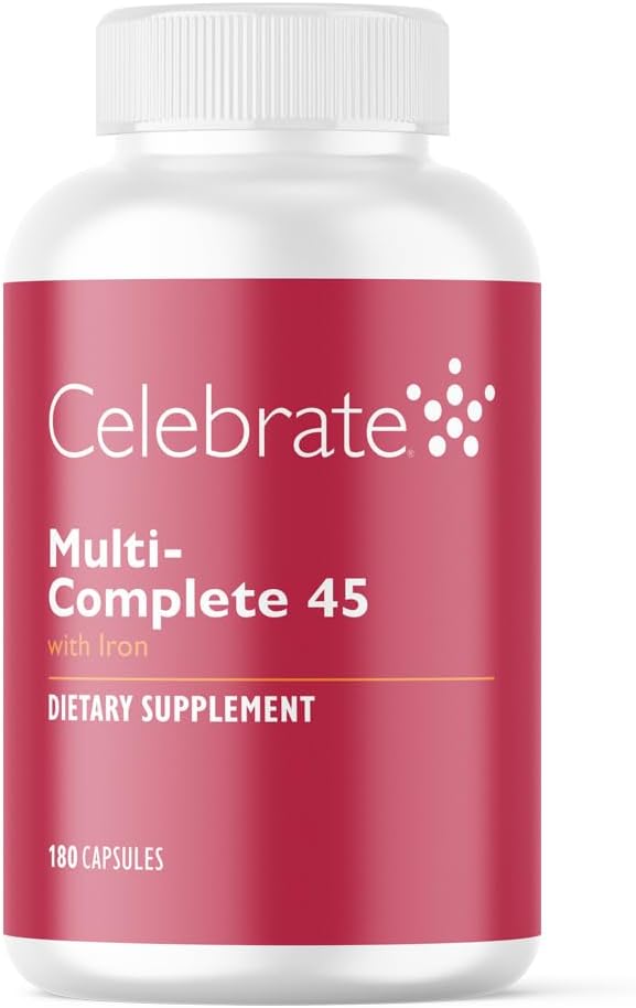 Celebrate Vitaminer Multi- Complete, 45mg Iron - Daily Bariatric Multivitamin for Sleeve Gastrectomy og Gastric Bypass Kirurgi Patienter - Væsentlige Vitamin & Mineraler (180 kapsler)