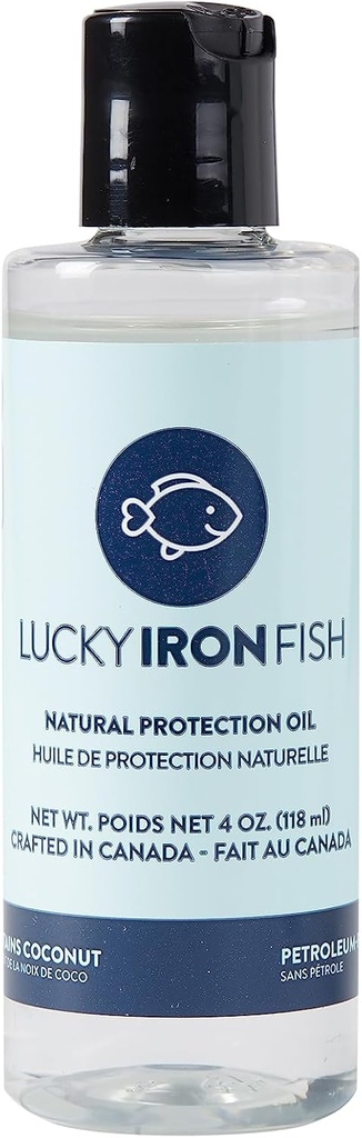 Lucky Iron Life ® Natural Protection Oil, 4oz - Anvend på din Lucky Iron Fish eller Leaf til at vedligeholde, Beskytte og forhindre rust - Vegan, Lavet med Pure Coconut & Lemon Oliils
