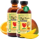 BEDLIV VÆSENTLIGE Kids Multivitamin & Mineral - Kids Vitaminer, Flydende Multivitamin til børn, Toddler Multivitaminer, Flydende Vitaminer, Baby Multivitamin - Natural Orange & Mango, 8 Fl Oz (Pack of 2)