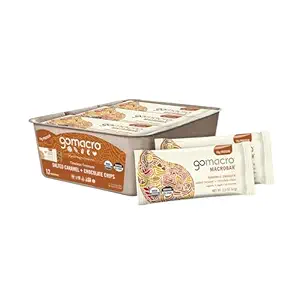 GoMacro MacroBar Organic Vegan Protein Bars - Salted Caramel + Chocolate Chips (2.3 Ounce Bars, 12 Count)