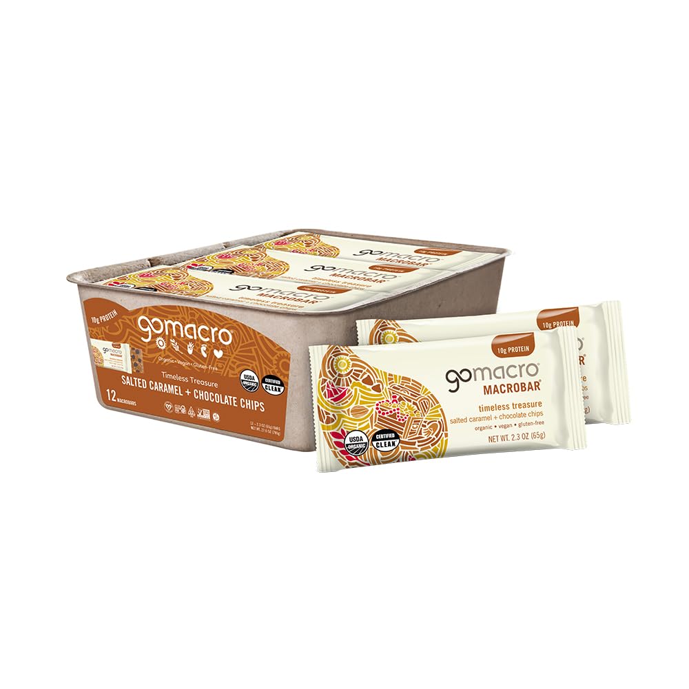 GoMacro MacroBar Organic Vegan Protein Bars - Saltet karamel + chokolade Chips (2.3 Ounce Bars, 12 Greve)