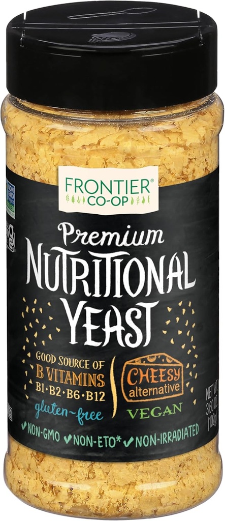 Frontier Co- op Premium Nutritional Gær Flakes, 3.6 oz med vitamin B12 - For popcorn, Snacks, Pasta, og suppe