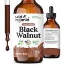 Wild & Organic Black Walnut Tinktur - Detox Rensning w / Black Walnut Hull Extract - Urtetilskud til Gut Rensning Detox og fordøjelsesbesvær - Vegansk, Sukker & Alkoholfri - 4 fl oz
