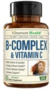 Vitamin B Kompleks med VIT C & folinsyre (Folate) - 8 høj potens B vitaminer: B1, B2, B3, B5, B6, B7, vitamin B12 + biotin, Cholin & Inositol. Aids Food, Energy, Nervesystemet & immunforsvar