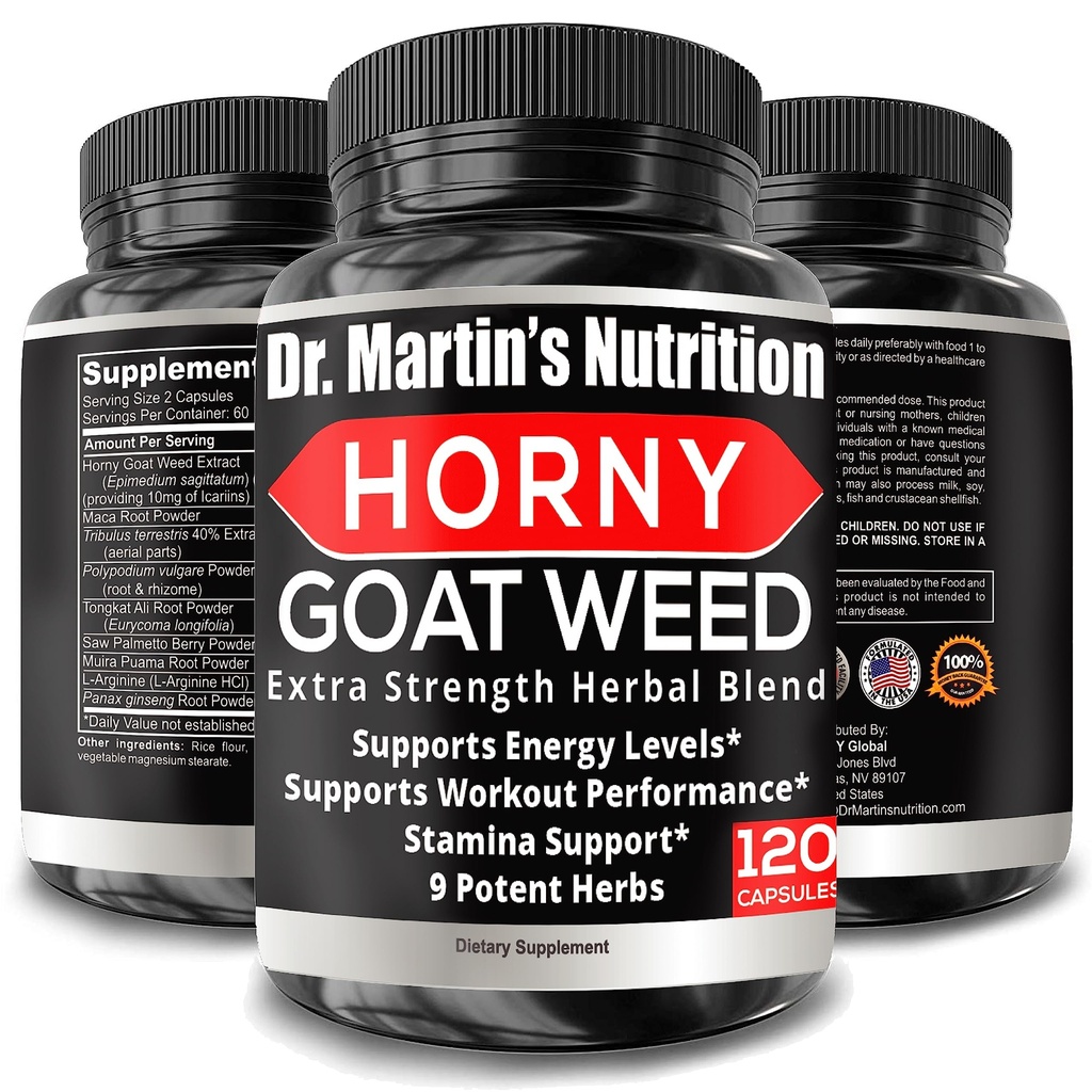 Super Strength 1590mg Horny Geat Weed 120 Kapsler med Maca Arginin & Ginseng - naturligvis øge dit helbred, workout ydeevne, Endurance & Energy, fælles sundhed for mænd og kvinder (120C)