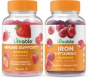 Lifeable immunsupport + Jern med C-vitamin, Gummies Bundle - Great Tasting, Vitamin supplement, Gluten Free, GMO Free, Chewable
