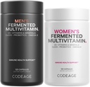 Kodeage Daglig Multivitamin Bundle: Kvinder & Mænds Multivitaminer, B-vitaminer, Probiotika, Foodbaserede blandinger, 120 Kapsler Per flaske