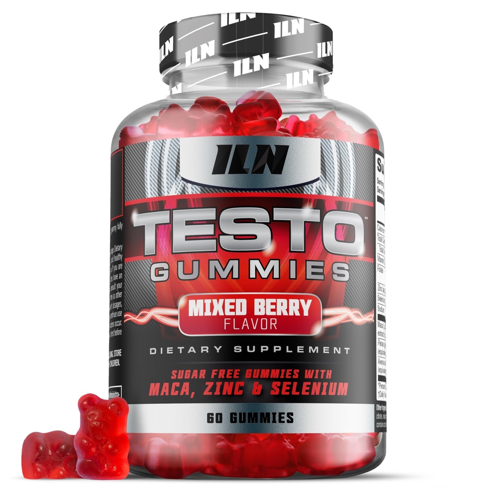 Jern Labs Nutrition Testo Gummies for Mænd (60 Gummies) - Høj Styrke Booster for Mænd - Blandede Berry Flavor - funktioner Maca, Ginseng, Zink og Selen - Sukker Free & Vegan Velegnet